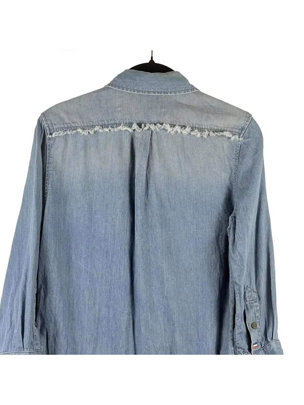 Etienne Marcel Jackie Denim Mini Dress Snap Button Chambray Blue Women's Small - Picture 7 of 9
